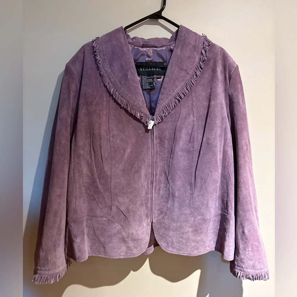 Lavender Suede Fringe Collar Jacket - Picture 1 of 13